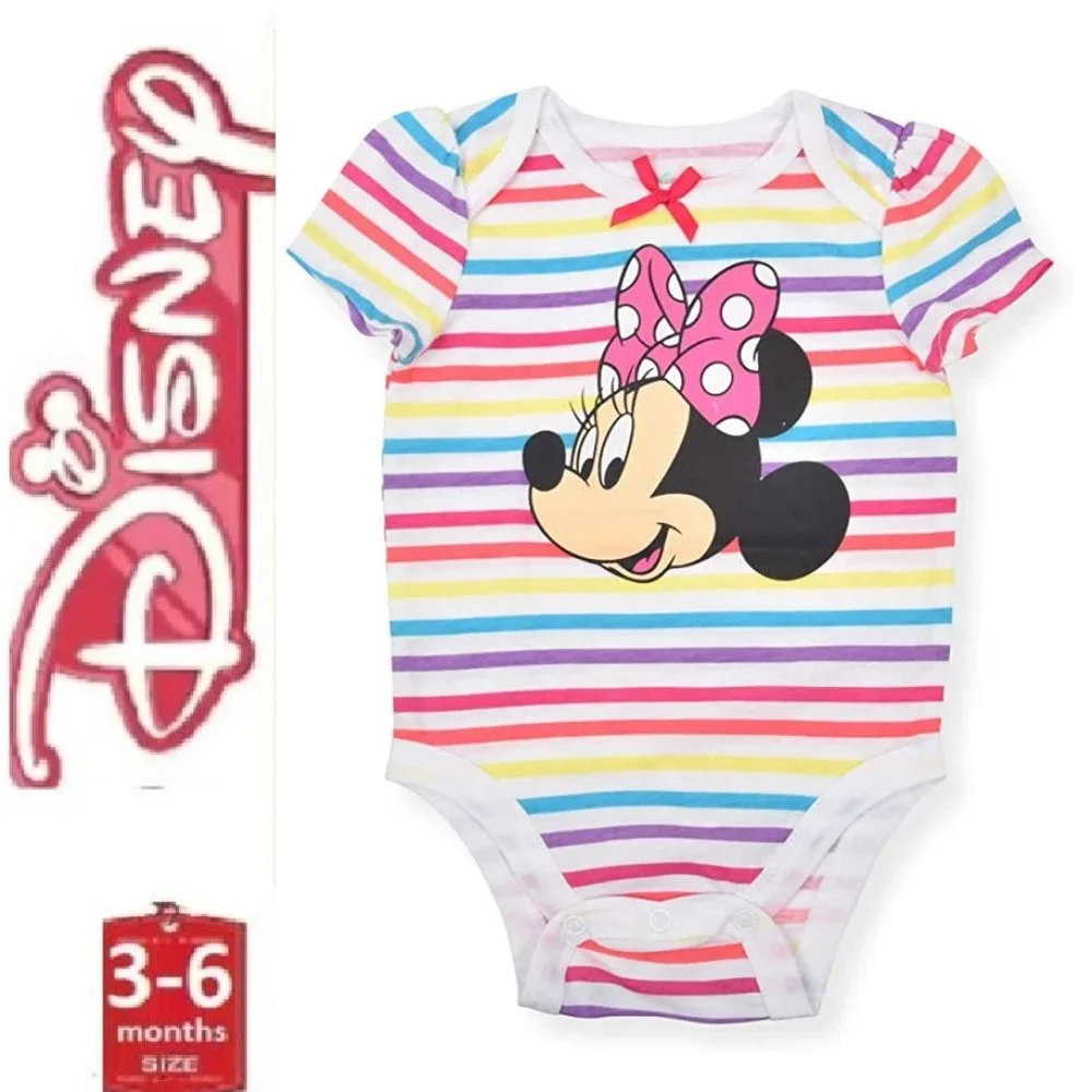 🎁 10/$25 SALE - Minnie Mouse onesie, 3-6 months,  rainbow stripes